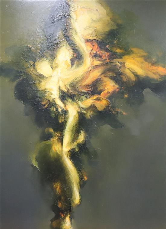Zil Hoque (1962, Indian), oil on canvas, Soy Luz IV (Sevilians), inscribed to the back, 214 x 158cm